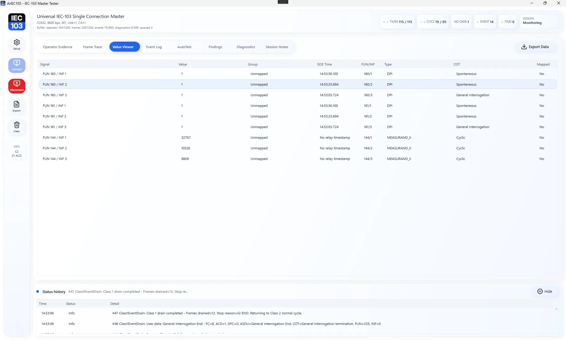 Value and event review screenshot