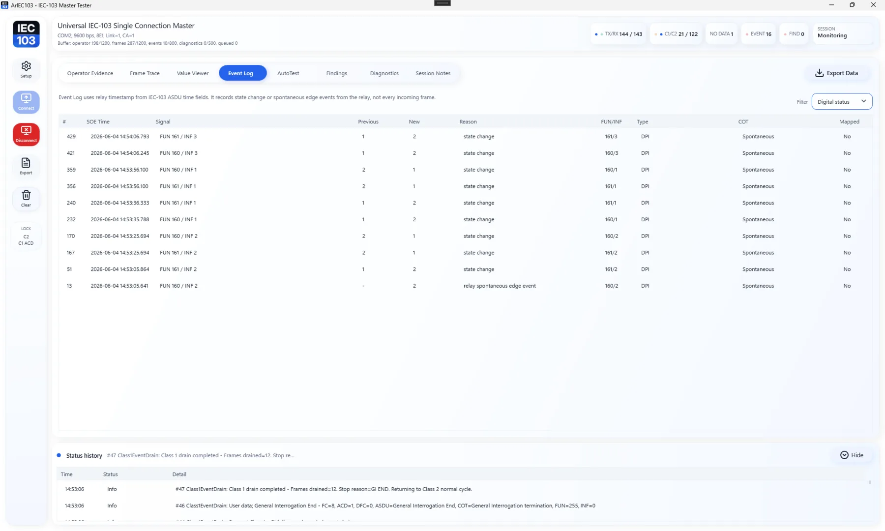Protocol visibility screenshot