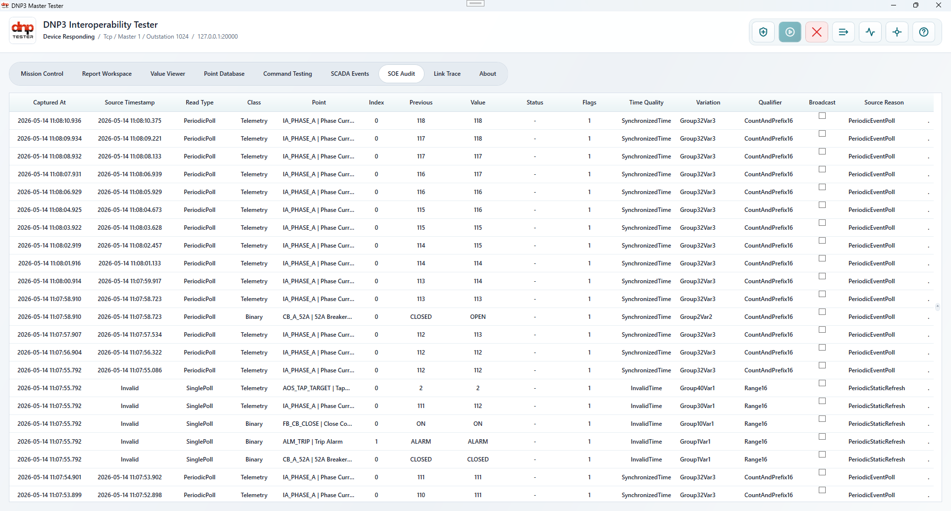 SOE audit table screenshot