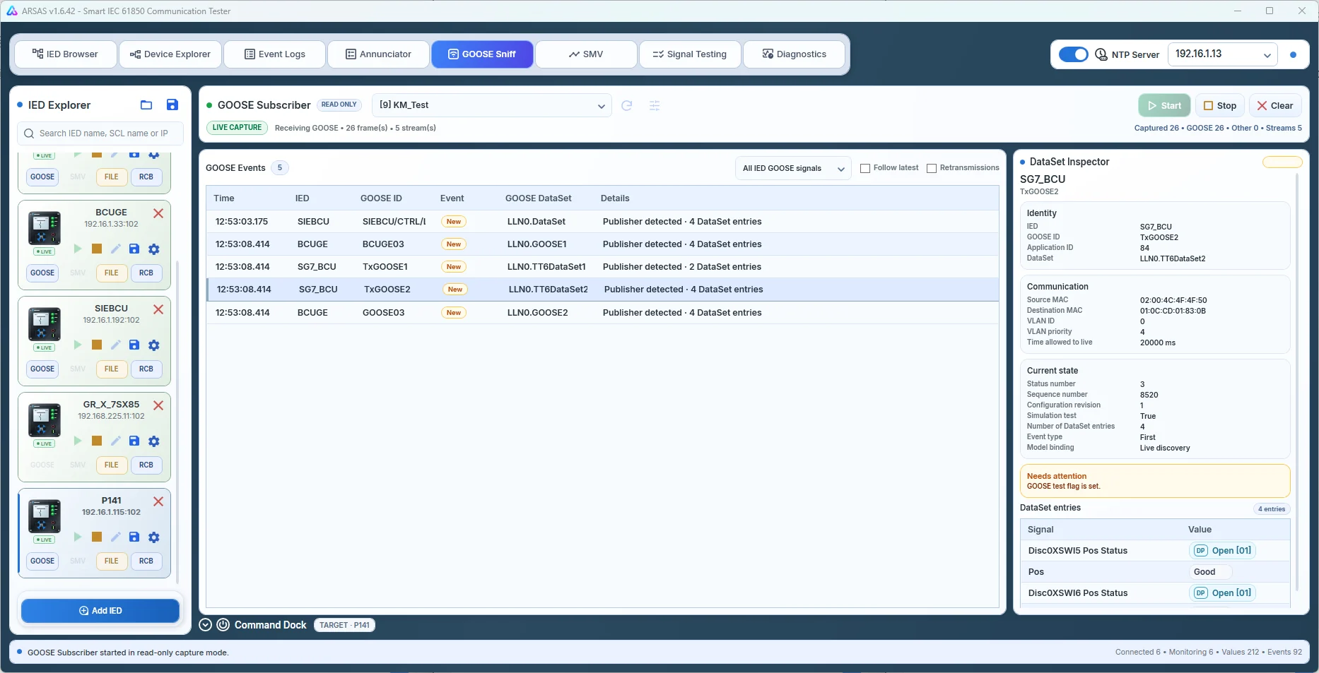 ARSAS v1.6.42 GOOSE Subscriber Windows screenshot