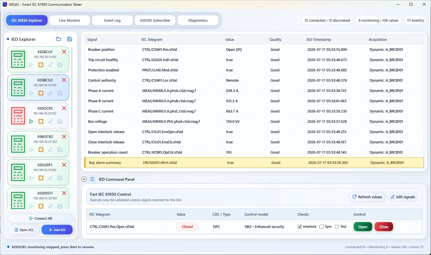 ARSAS unified IEC 61850 live-value viewer