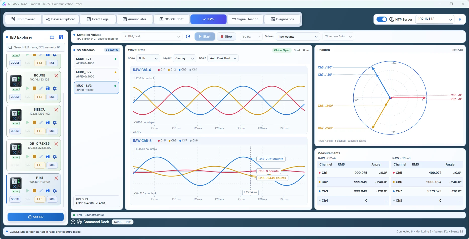 ARSAS v1.6.42 Sampled Values / SMV Windows screenshot